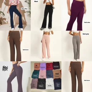 Bell Bottom Pants For Girls - Ribbed Stretchable - Main Product Image