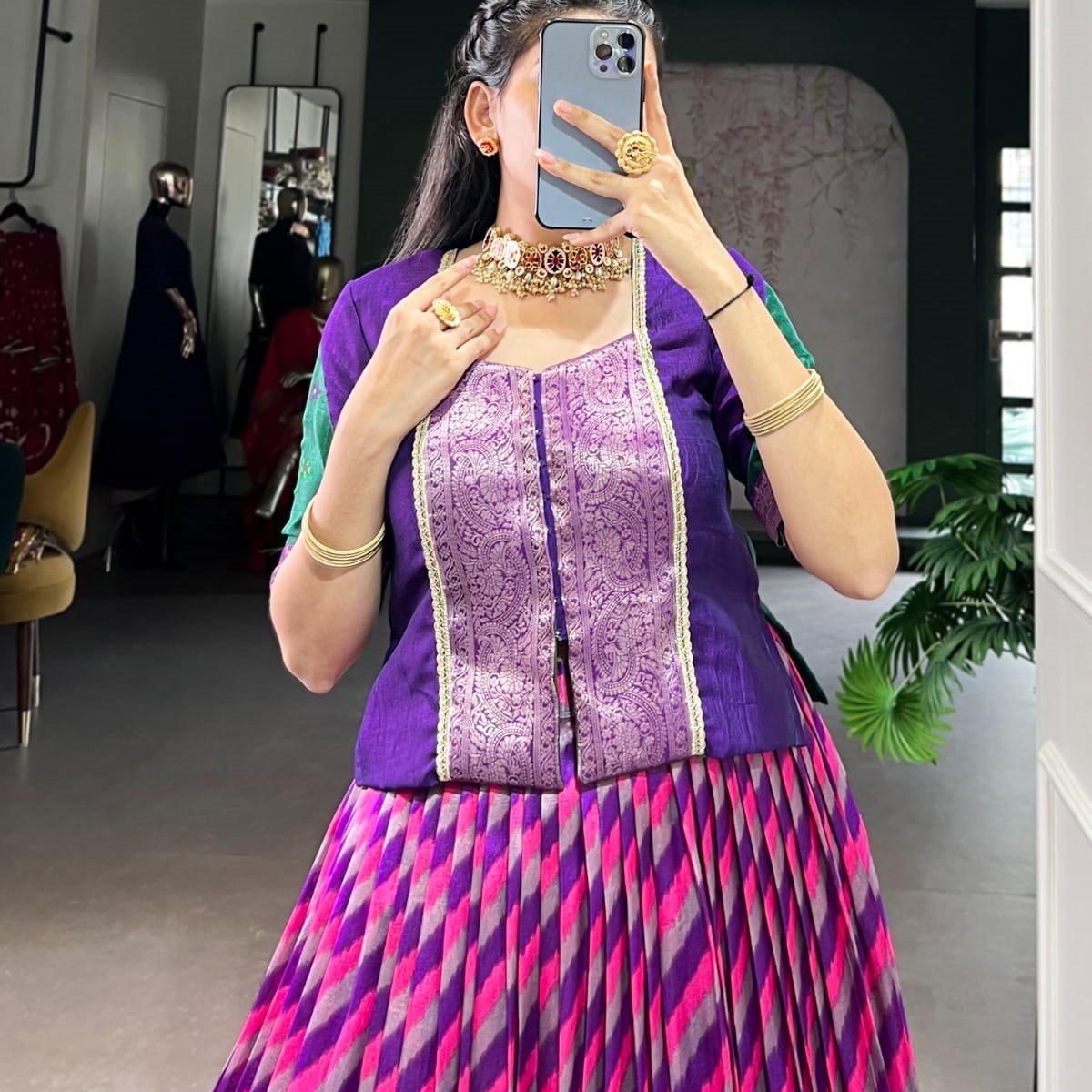 Co-ord Set Lehenga - Tasar Silk with Zari Weaving - Product Image 5