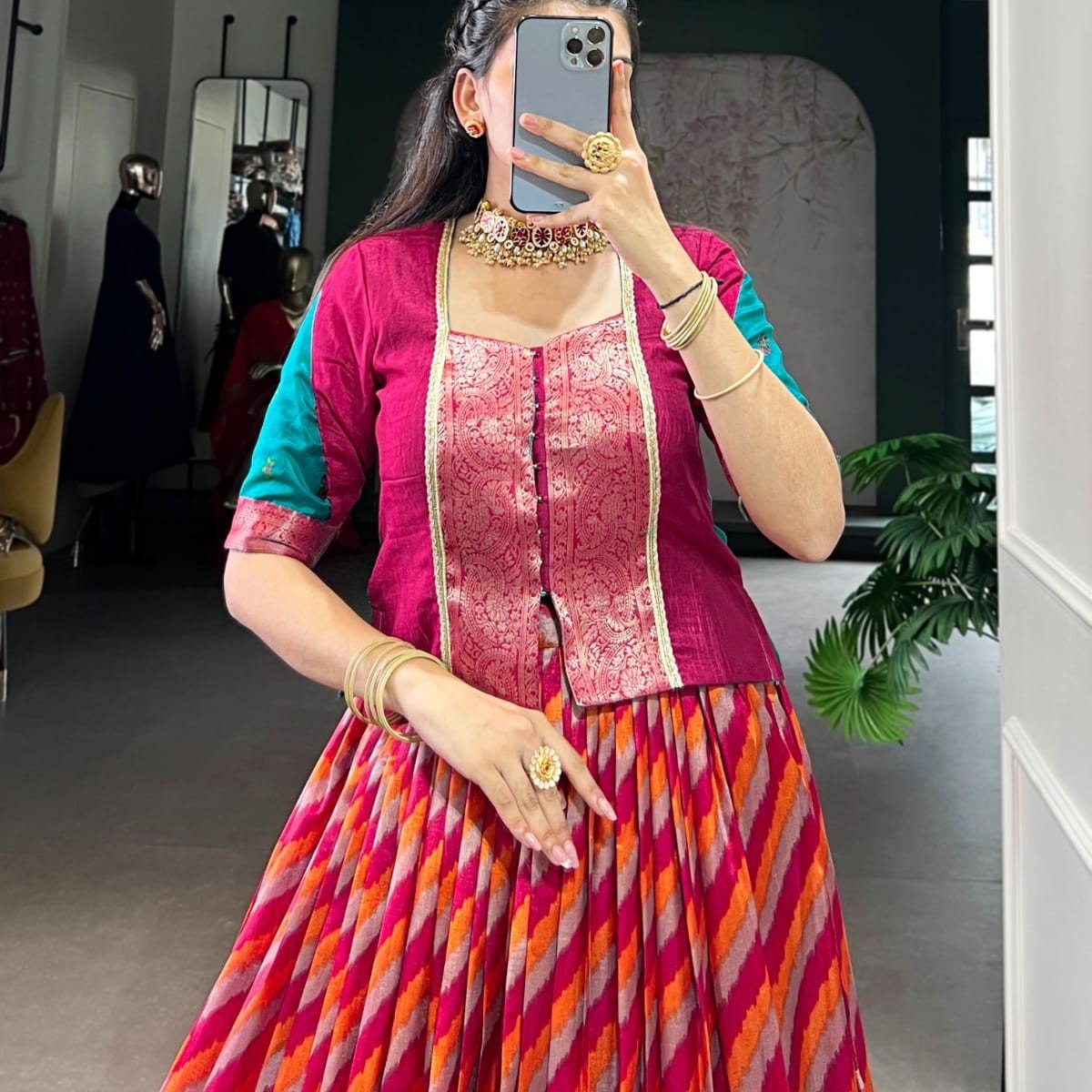 Co-ord Set Lehenga - Tasar Silk with Zari Weaving - Product Image 4