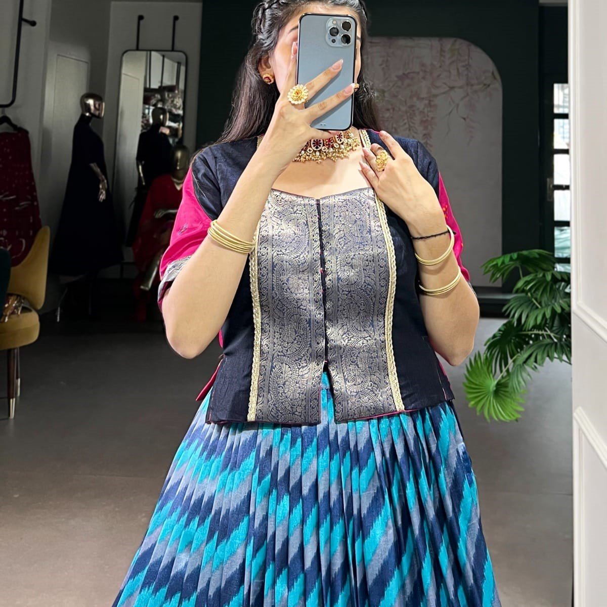 Co-ord Set Lehenga - Tasar Silk with Zari Weaving - Product Image 2