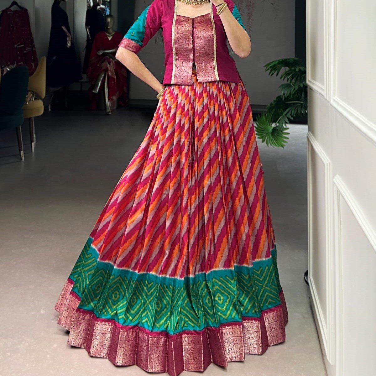 Co-ord Set Lehenga - Tasar Silk with Zari Weaving - Product Image 9