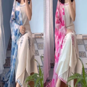 Premium Rayon Slub Embroidery Suit Set With Dupatta - Main Product Image